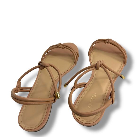 NEW Arezzo Camila Flat Sandals Size 8 True Sand Tan Strappy Tie Boho Flats Nude - Picture 4 of 9